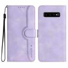 For Samsung Galaxy S10 Heart Pattern Skin Feel Leather Phone Case(Purple) - 1