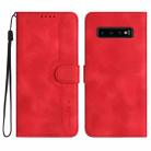 For Samsung Galaxy S10+ Heart Pattern Skin Feel Leather Phone Case(Red) - 1