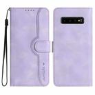 For Samsung Galaxy S10+ Heart Pattern Skin Feel Leather Phone Case(Purple) - 1