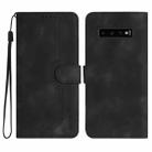 For Samsung Galaxy S10+ Heart Pattern Skin Feel Leather Phone Case(Black) - 1