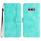 For Samsung Galaxy S10e Heart Pattern Skin Feel Leather Phone Case(Light Blue) - 1
