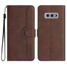 For Samsung Galaxy S10e Heart Pattern Skin Feel Leather Phone Case(Brown) - 1