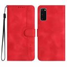 For Samsung Galaxy S20 Heart Pattern Skin Feel Leather Phone Case(Red) - 1