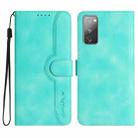 For Samsung Galaxy S20 FE 5G Heart Pattern Skin Feel Leather Phone Case(Light Blue) - 1