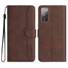 For Samsung Galaxy S20 FE 5G Heart Pattern Skin Feel Leather Phone Case(Brown) - 1