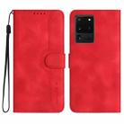 For Samsung Galaxy S20 Ultra Heart Pattern Skin Feel Leather Phone Case(Red) - 1
