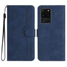 For Samsung Galaxy S20 Ultra Heart Pattern Skin Feel Leather Phone Case(Royal Blue) - 1