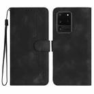 For Samsung Galaxy S20 Ultra Heart Pattern Skin Feel Leather Phone Case(Black) - 1