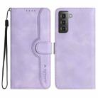 For Samsung Galaxy S21 5G Heart Pattern Skin Feel Leather Phone Case(Purple) - 1