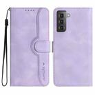 For Samsung Galaxy S21+ 5G Heart Pattern Skin Feel Leather Phone Case(Purple) - 1