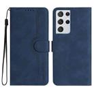 For Samsung Galaxy S21 Ultra 5G Heart Pattern Skin Feel Leather Phone Case(Royal Blue) - 1