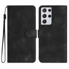 For Samsung Galaxy S21 Ultra 5G Heart Pattern Skin Feel Leather Phone Case(Black) - 1