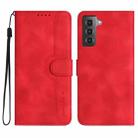 For Samsung Galaxy S22 5G Heart Pattern Skin Feel Leather Phone Case(Red) - 1