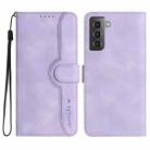 For Samsung Galaxy S22 5G Heart Pattern Skin Feel Leather Phone Case(Purple) - 1