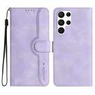 For Samsung Galaxy S22 Ultra 5G Heart Pattern Skin Feel Leather Phone Case(Purple) - 1