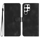 For Samsung Galaxy S22 Ultra 5G Heart Pattern Skin Feel Leather Phone Case(Black) - 1