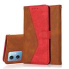 For Xiaomi Redmi Note 12 5G Dual-color Stitching Leather Phone Case(Brown Red) - 1