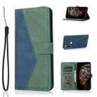 For Xiaomi Redmi Note 8 Dual-color Stitching Leather Phone Case(Blue Green) - 1