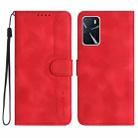 For OPPO A16 Heart Pattern Skin Feel Leather Phone Case(Red) - 1
