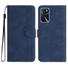 For OPPO A16 Heart Pattern Skin Feel Leather Phone Case(Royal Blue) - 1