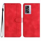 For OPPO A57 5G 2022/Realme V23 Heart Pattern Skin Feel Leather Phone Case(Red) - 1