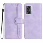 For OPPO A57 5G 2022/Realme V23 Heart Pattern Skin Feel Leather Phone Case(Purple) - 1