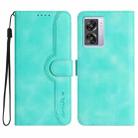 For OPPO A57 5G 2022/Realme V23 Heart Pattern Skin Feel Leather Phone Case(Light Blue) - 1