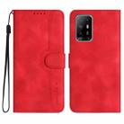 Heart Pattern Skin Feel Leather Phone Case For OPPO A94 5G/F19 Pro/F19 Pro+/A94 4G(Red) - 1