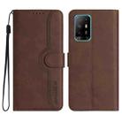 Heart Pattern Skin Feel Leather Phone Case For OPPO A94 5G/F19 Pro/F19 Pro+/A94 4G(Brown) - 1