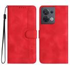For OPPO Reno8 5G Global Heart Pattern Skin Feel Leather Phone Case(Red) - 1