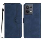 For OPPO Reno8 5G Global Heart Pattern Skin Feel Leather Phone Case(Royal Blue) - 1