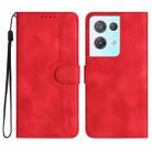 For OPPO Reno8 Pro 5G/Reno8 Pro+ 5G Heart Pattern Skin Feel Leather Phone Case(Red) - 1