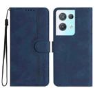 For OPPO Reno8 Pro 5G/Reno8 Pro+ 5G Heart Pattern Skin Feel Leather Phone Case(Royal Blue) - 1