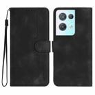 For OPPO Reno8 Pro 5G/Reno8 Pro+ 5G Heart Pattern Skin Feel Leather Phone Case(Black) - 1