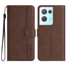 For OPPO Reno8 Pro 5G/Reno8 Pro+ 5G Heart Pattern Skin Feel Leather Phone Case(Brown) - 1