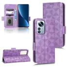 For Xiaomi 12 / 12S Symmetrical Triangle Leather Phone Case(Purple) - 1