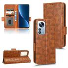 For Xiaomi 12 / 12S Symmetrical Triangle Leather Phone Case(Brown) - 1