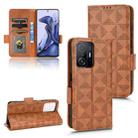 For Xiaomi 11T / 11T Pro Symmetrical Triangle Leather Phone Case(Brown) - 1