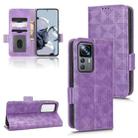 For Xiaomi 12T Pro Symmetrical Triangle Leather Phone Case(Purple) - 1