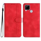 Heart Pattern Skin Feel Leather Phone Case For Realme C15/C12/Narzo 20/7i Global/Narzo 30A/C25/C25s(Red) - 1