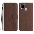 Heart Pattern Skin Feel Leather Phone Case For Realme C15/C12/Narzo 20/7i Global/Narzo 30A/C25/C25s(Brown) - 1