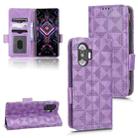 For Xiaomi Redmi K40 Gaming / Poco F3 GT Symmetrical Triangle Leather Phone Case(Purple) - 1