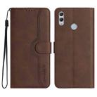 For Honor 10 Lite/Huawei P smart 2019 Heart Pattern Skin Feel Leather Phone Case(Brown) - 1