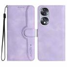 For Honor 70 Heart Pattern Skin Feel Leather Phone Case(Purple) - 1