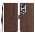 For Honor 70 Heart Pattern Skin Feel Leather Phone Case(Brown) - 1