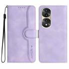 For Honor 70 Pro/70 Pro+ Heart Pattern Skin Feel Leather Phone Case(Purple) - 1