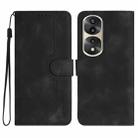 For Honor 70 Pro/70 Pro+ Heart Pattern Skin Feel Leather Phone Case(Black) - 1