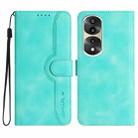 For Honor 70 Pro/70 Pro+ Heart Pattern Skin Feel Leather Phone Case(Light Blue) - 1