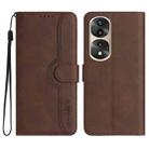 For Honor 70 Pro/70 Pro+ Heart Pattern Skin Feel Leather Phone Case(Brown) - 1