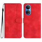 For Honor X7 4G/Play 30 Plus Heart Pattern Skin Feel Leather Phone Case(Red) - 1